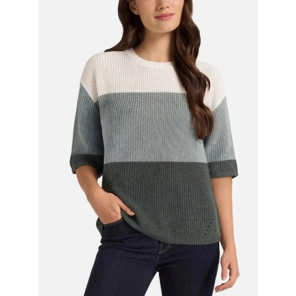 NWOT Matty M Women's L Color Block Sweater Short Sleeve Crew neck